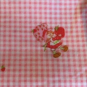Vintage 1980s Gingham Strawberry Shortcake Pink Fabric
